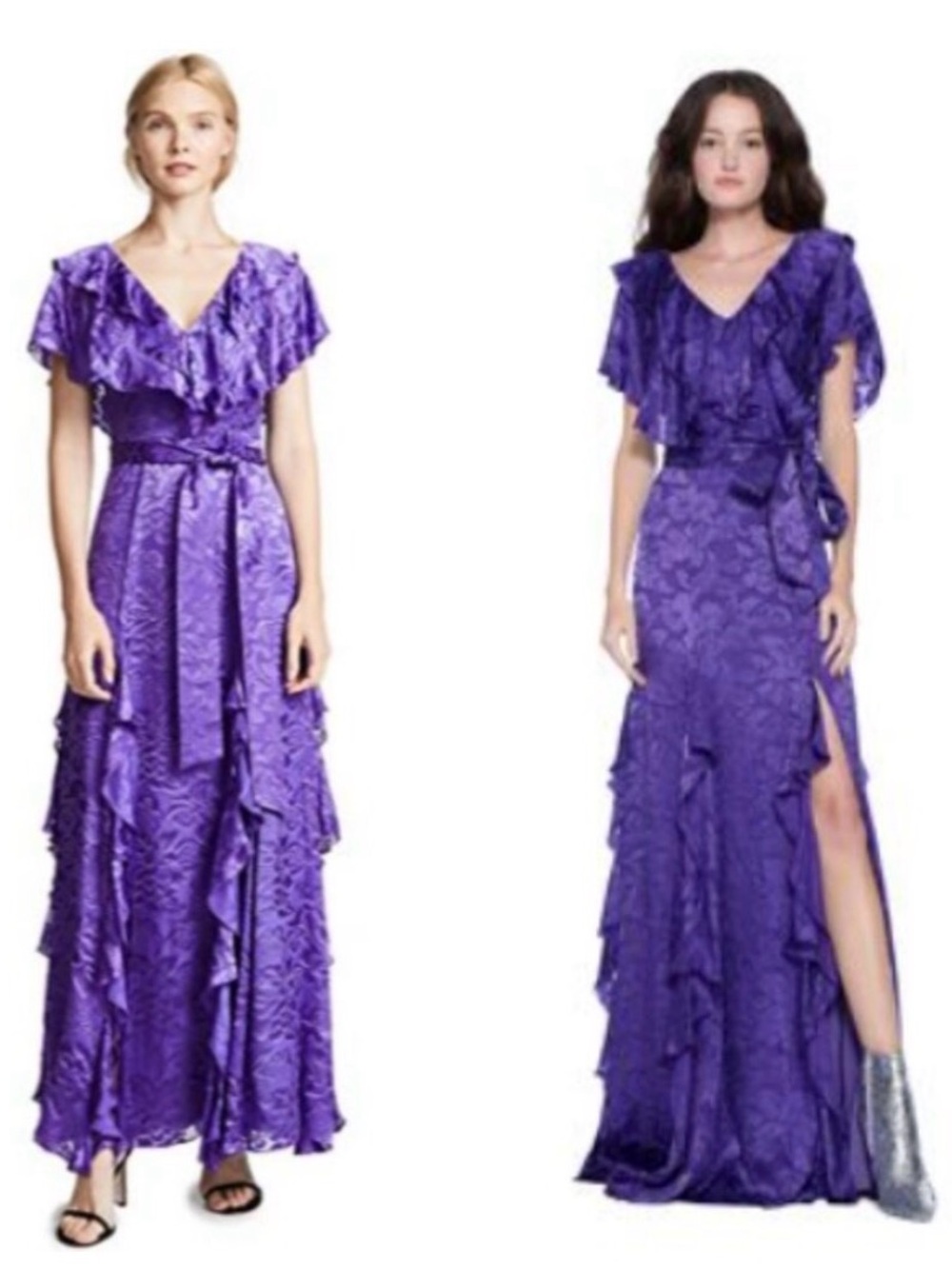 Alice + Olivia Tessa Floral Ruffle Silk-blend Dress NWT in Purple Size 8